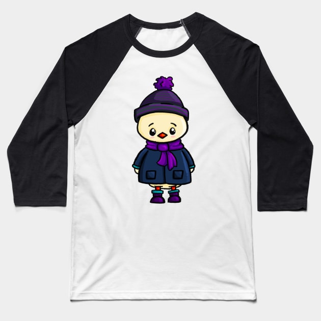 Winter-loving Ducky in his Scarf and Hat Baseball T-Shirt by Fun4theBrain